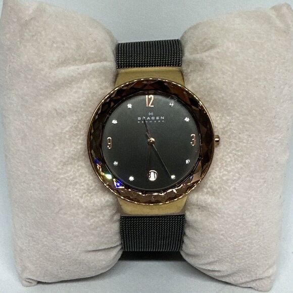 Skagen SKW2120 Womens Stainless Steel Mesh Analog Black Dial Quartz Watch HME442 - Picture 1 of 11